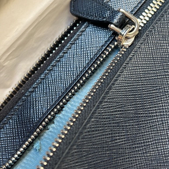 Prada Navy Blue Saffiano Leather Zip Wallet - Picture 9 of 11